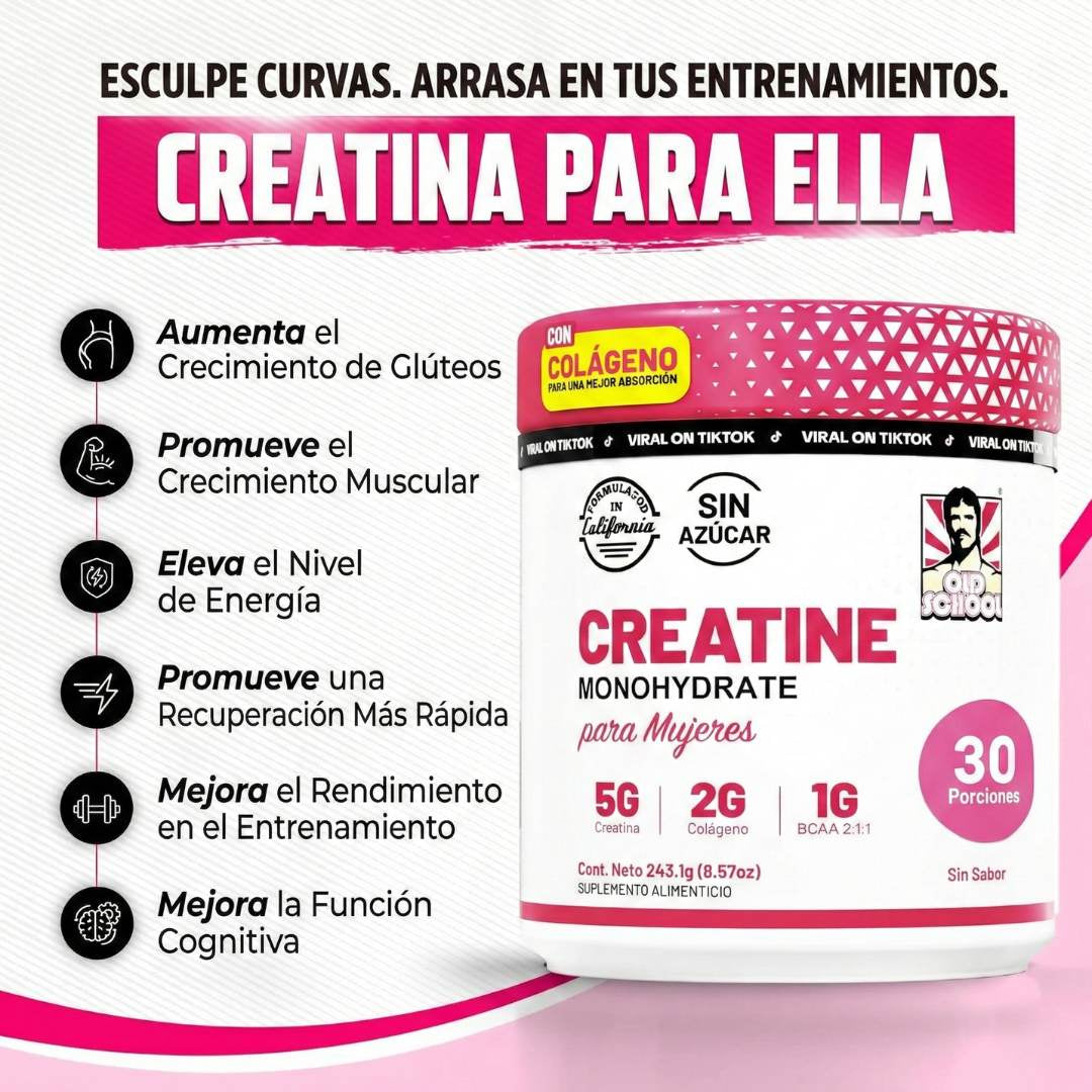 Bellafit™ Old School Labs: Creatina Monohidratada para mujeres