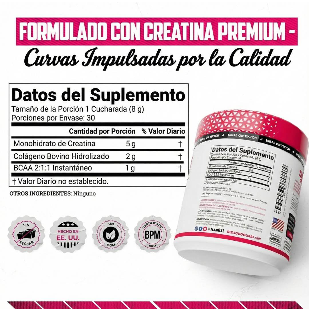 Bellafit™ Old School Labs: Creatina Monohidratada para mujeres